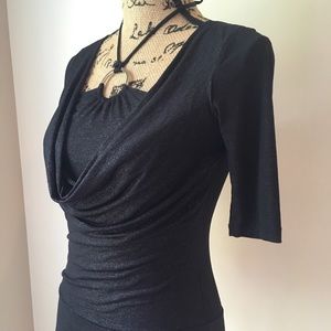 A Byer Black Top w fine metallic sparkle, S